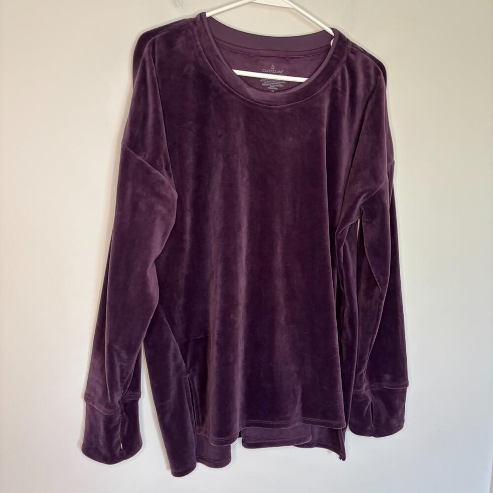 CUDDL DUDS Double Plush Velour Long Sleeve Tunic Womens M Purple Soft Comfy